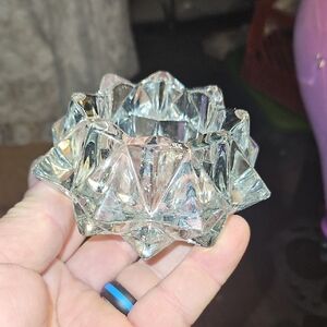 Indiana Glass Faceted Clear Candle Holder